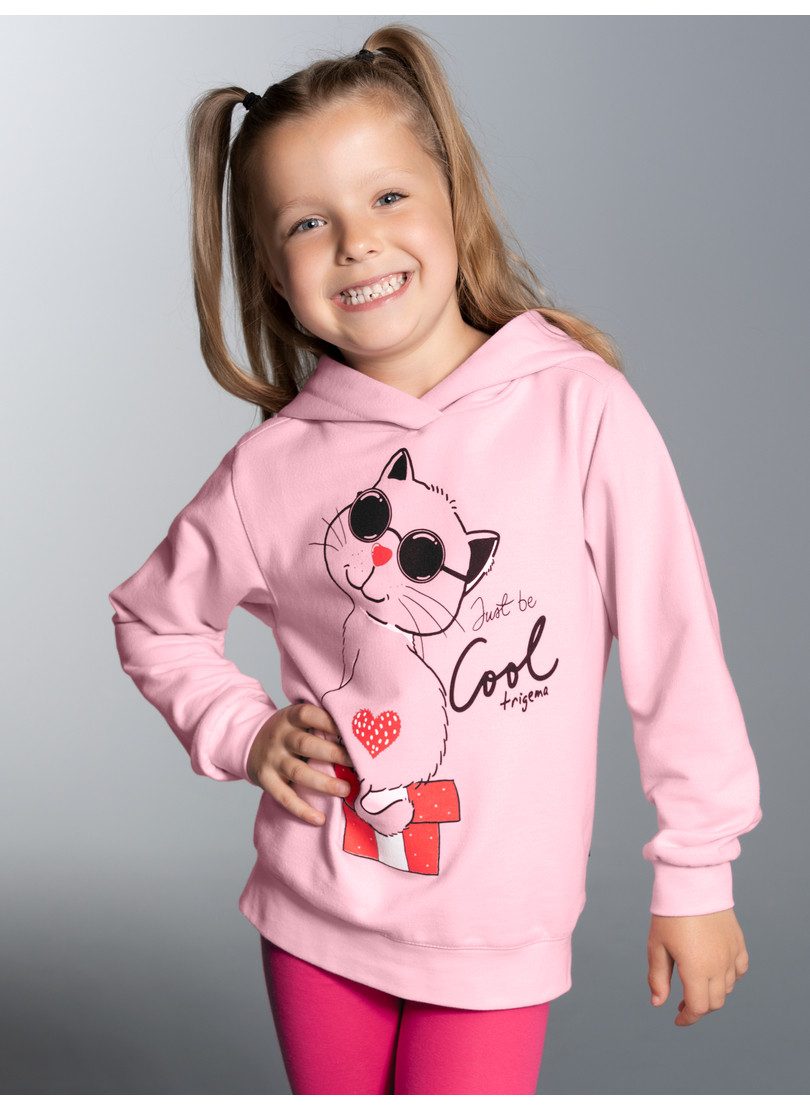 Trigema Kapuzensweatshirt TRIGEMA Hoodie mit süßem Katzen-Printmotiv