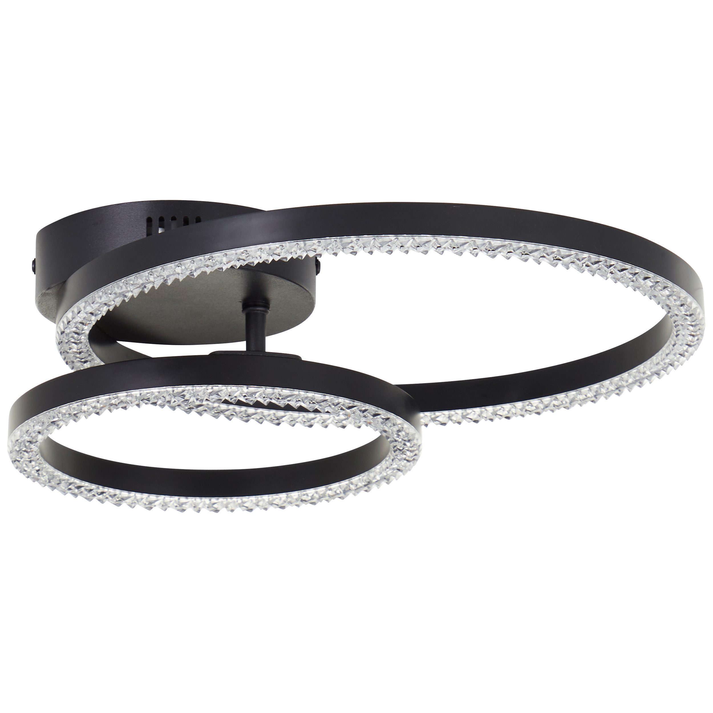 BreLight LED Deckenleuchte Aurelia, LED fest integriert, Warmweiß, Kristalloptik, 30 x 40 cm, 2300 lm, 3000 K, schwenkbar, schwarz