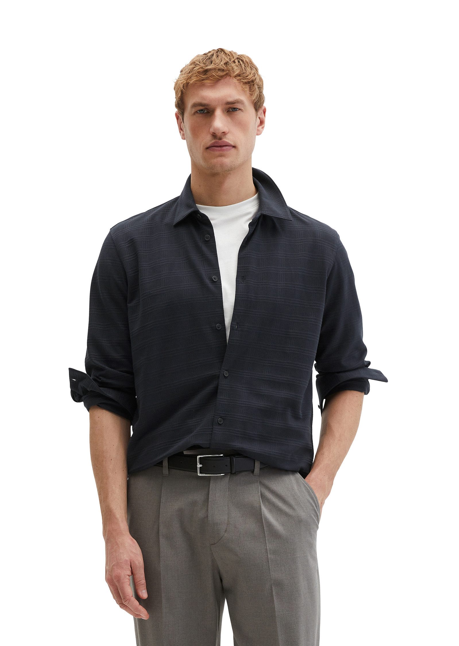 Marc O'Polo Blusenshirt im strukturierten Karo-Jacquard