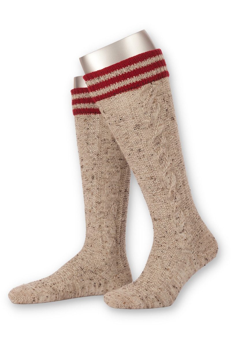 Lusana Trachtensocken Kniestrümpfe Herren - L8995RT - apfelgrün, bordeaux