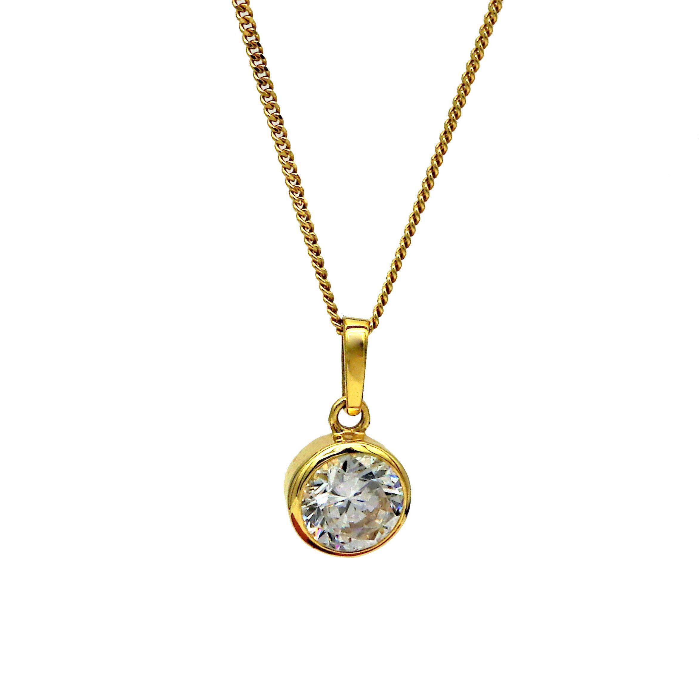 G & J Kettenanhänger Hochwertiger Goldanhänger 585 14K mit Zirkonia Stein und Öse 15x8x4mm (ohne Kette, inkl. Schmucketui), Made in Germany