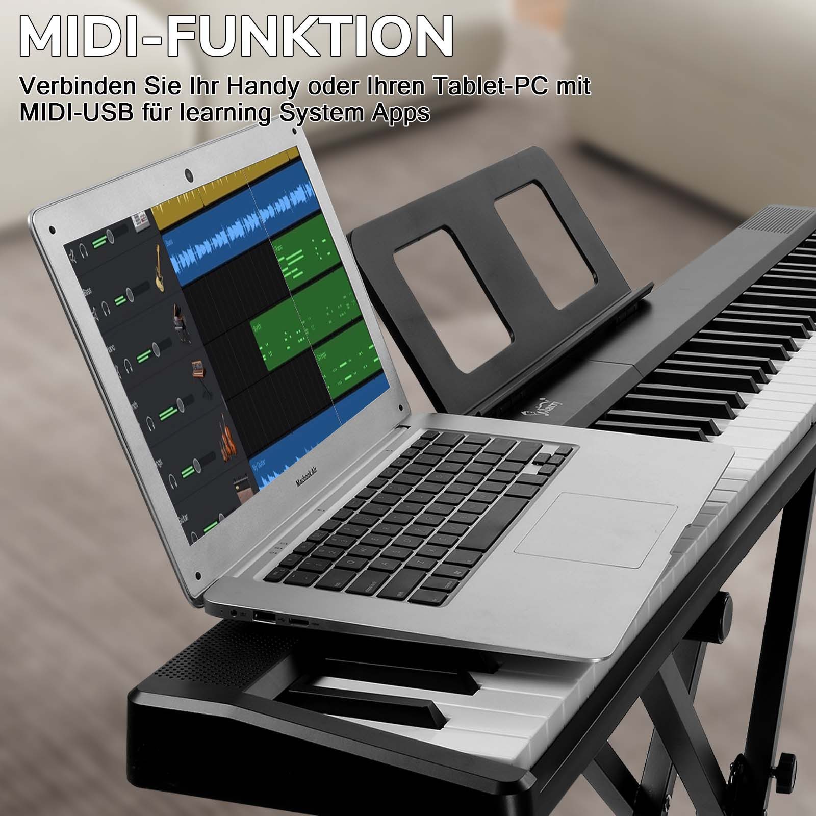 LALAHO Digitalpiano Klappbare E-Keyboard mit 88 Tasten, Klappklavier, Bluetooth und MIDI, tragbar, mit Kopfhörer, Lautsprecher – Bild 5 von 5