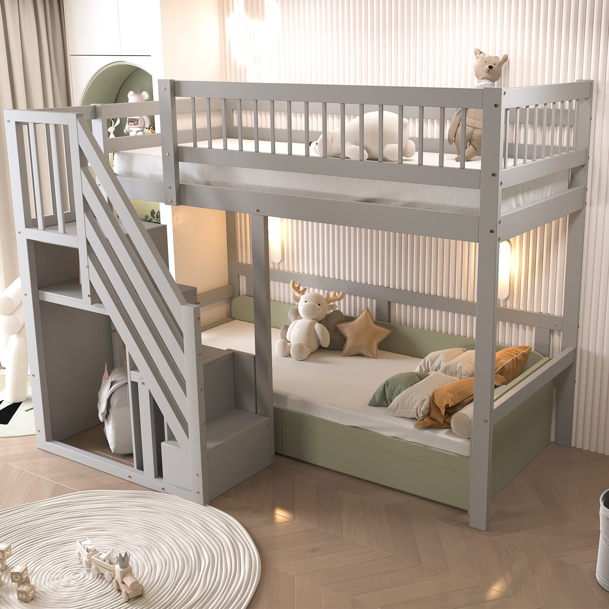 Odikalo Kinderbett Hochbett Massivholzbett Bettgestell 90x200 günstig online kaufen