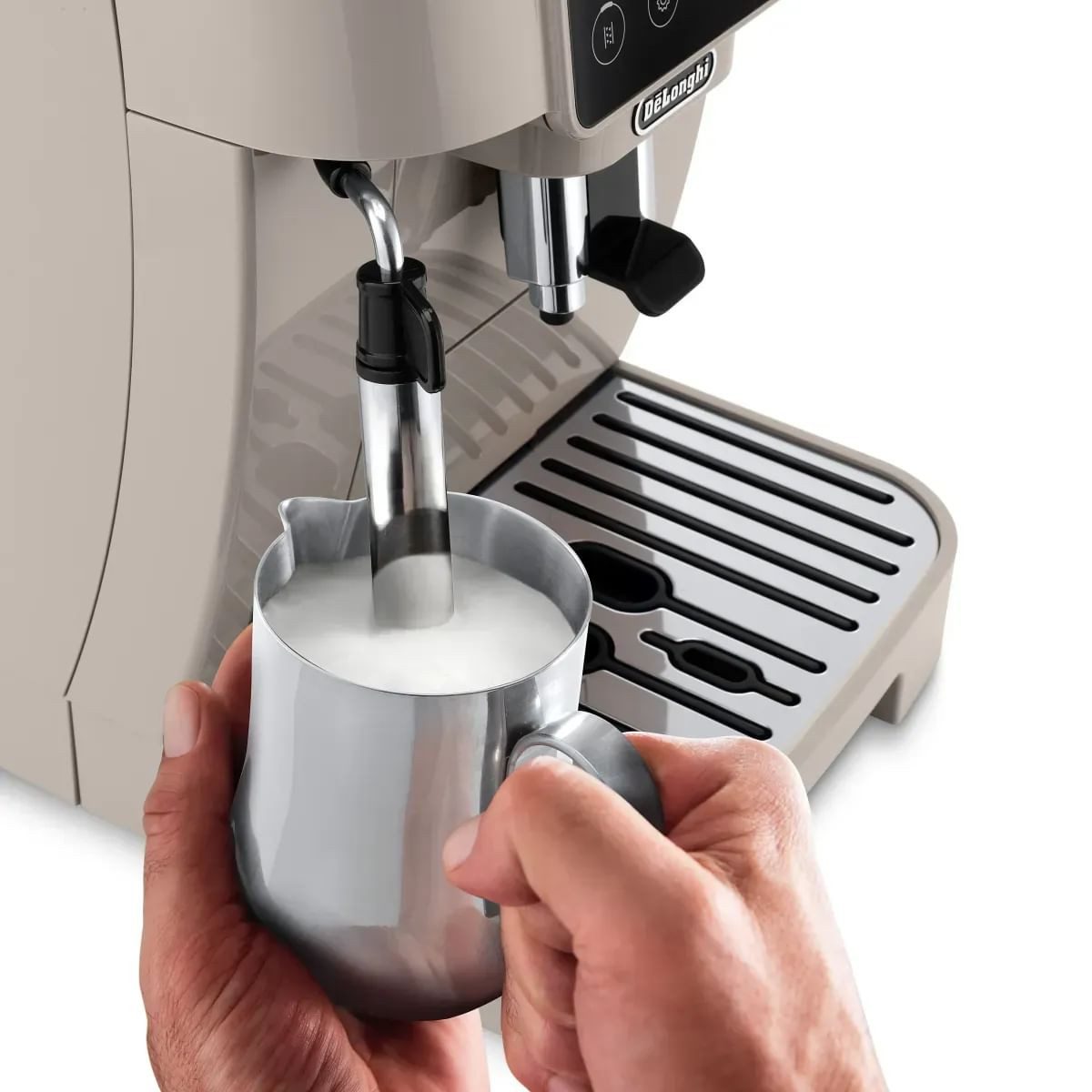 De'Longhi Kaffeevollautomat Magnifica Start Pop ECAM220.50.BG - 5 Rezepte, Milchschaumdüse, beige, Intuitives Touch Bedienfeld, Iced Coffee, einstellbares Aroma – Bild 4 von 5