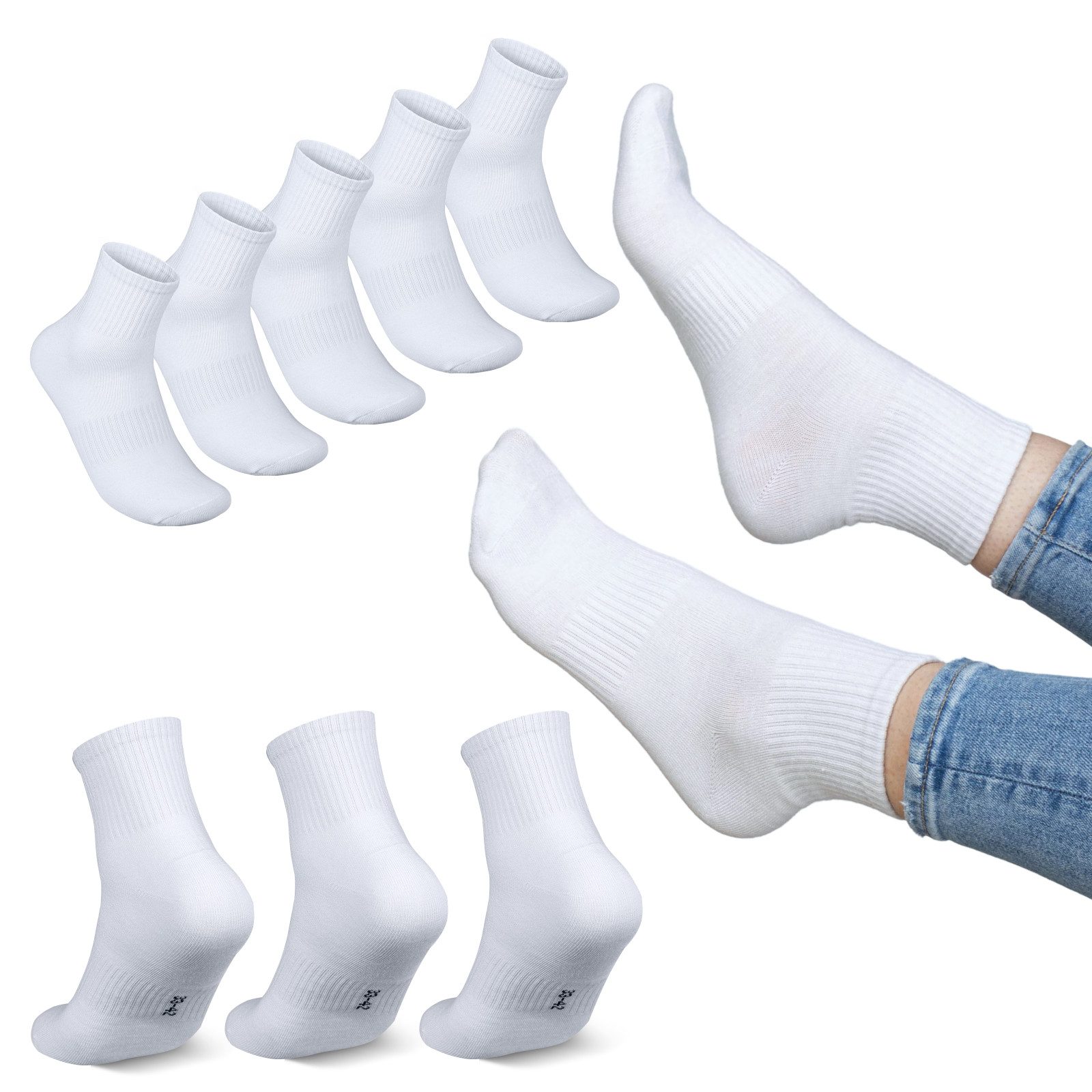 Sportsocken Sport-/Tennissocken Unisex Socken 5/10/20 Paar Baumwolle
