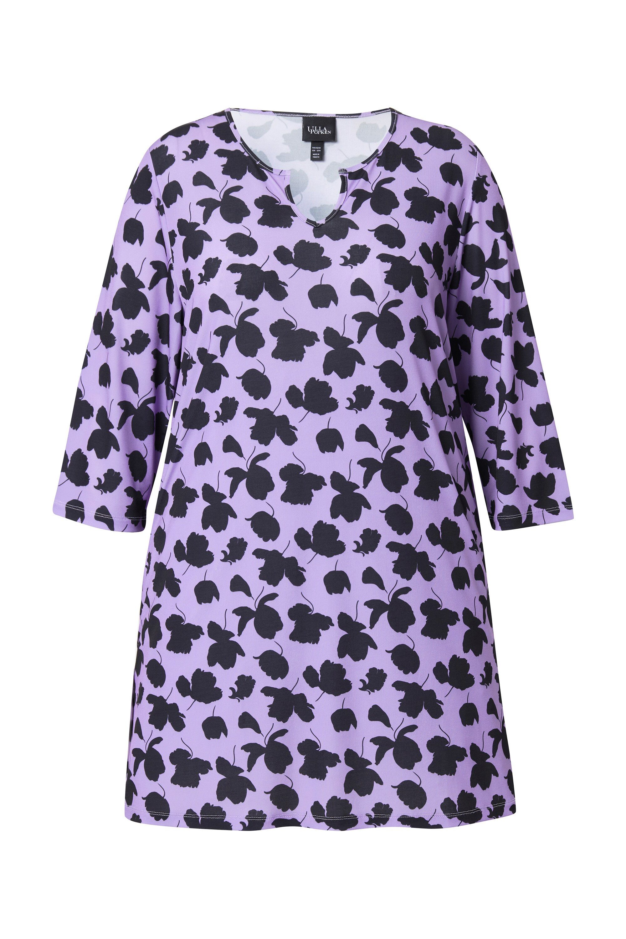 Ulla Popken Longshirt Longshirt A-Linie Tunika-Ausschnitt 3/4-Arm günstig online kaufen