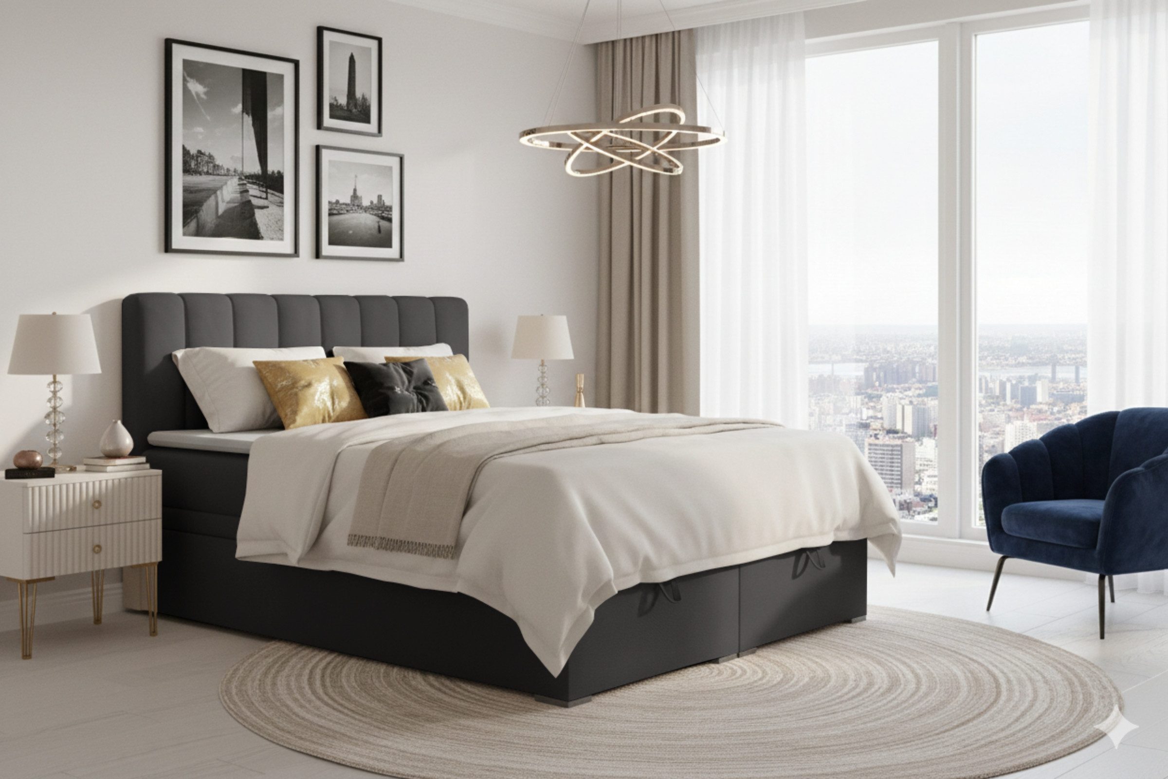 Deine Möbel 24 Boxspringbett DAVID Boxbett Polsterbett Komplettbett Bett mit einer Matratze H4 (Taschenfederkernmatratzen 7 Zonen H4 Creme Grau Hellgrau Schwarz Anthrazit Beige Samt Velour, 3-St., Taschen-federkernmatratze 7 Zonen H4 PREMIUM Bett), 120x200 140x200 160x200 180x200 200x200 inkl Topper, Bettkasten