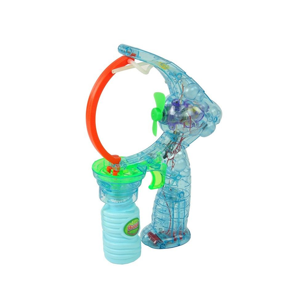LEAN TOYS Seifenblasenpistole Seifenblasenmaschine Blasenpistole Leuchtspielzeug, Licht- & Klangeffekte, 2 Flaschen Seifenlauge
