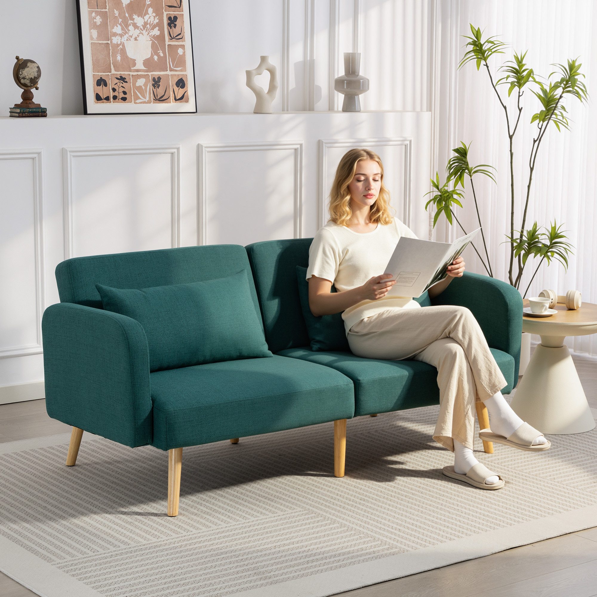 HOMCOM Schlafsofa 3-Sitzer-Sofa mit Bettfunktion, 2 günstig online kaufen