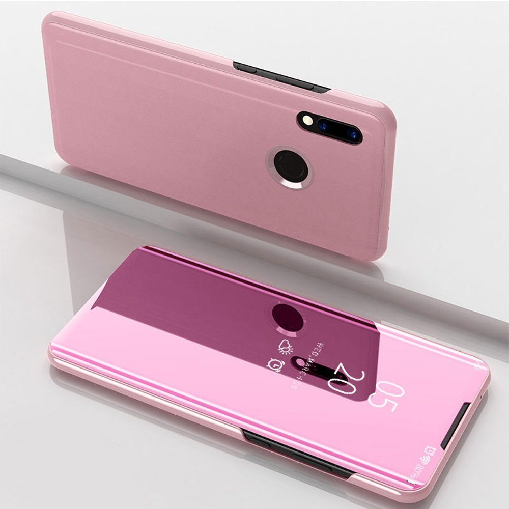 FITSU Handyhülle Spiegel Hülle für Huawei P Smart 2019 Handytasche, Schlanke Klapphülle, elegantes Flipcase, Handyhülle mit Standfunktion