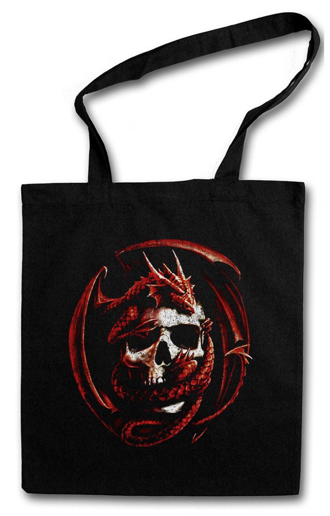 Urban Backwoods Beuteltasche Skull & Dragon Stofftasche Fantasy Drache Larp Dungeons Dragons Gothic (1-tlg), Schädel Totenkopf Roleplay