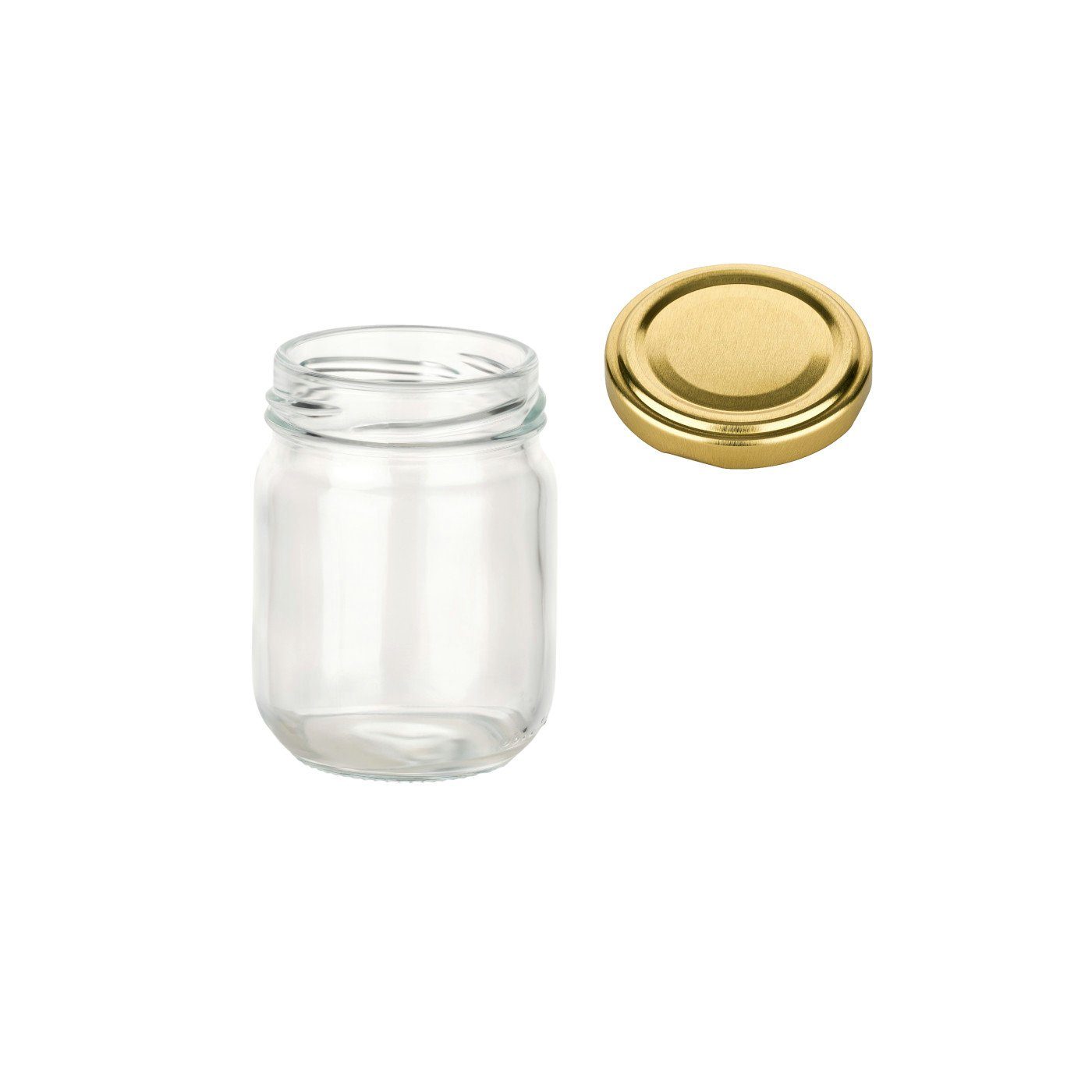(12-tlg) Einmachglas mit gouveo TO Marmeladengläser, Helix 53 130 Goldfarben Schraubdeckel ml - Leere