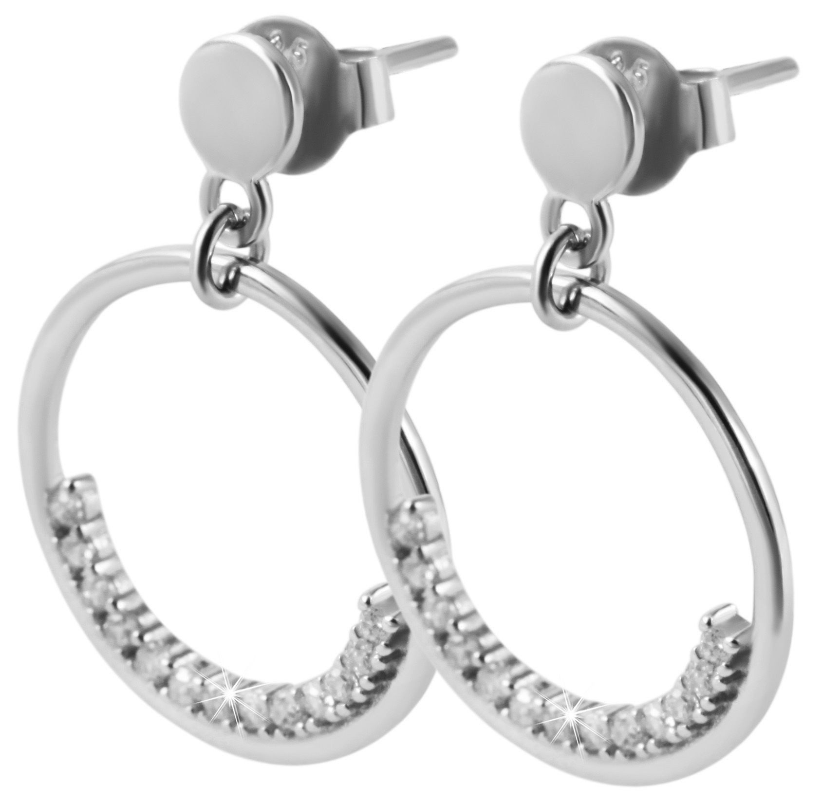 Paar Ohrhänger Ohrringe – Ohrstecker aus 925 Silber mit Zirkonia
