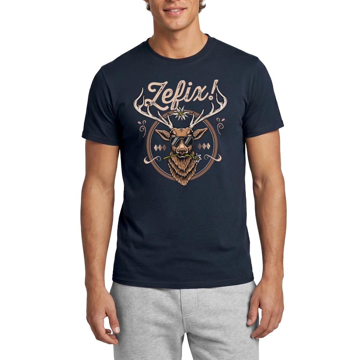 Spreadshirt T-Shirt Zefix Bayrisch Grantler Trachtenmuster Für Männer Männer T-Shirt (1-tlg)