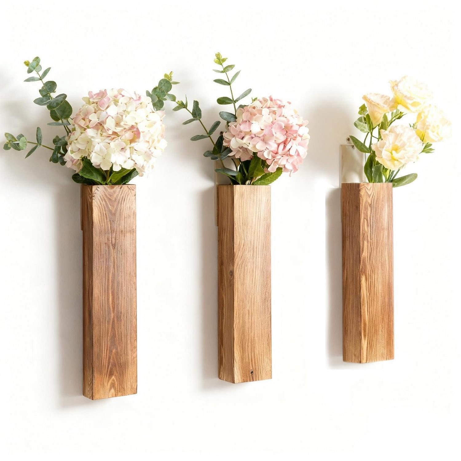 LuxusKollektion Dekovase Holz Wandvase 3er Set für Deko (3 St)