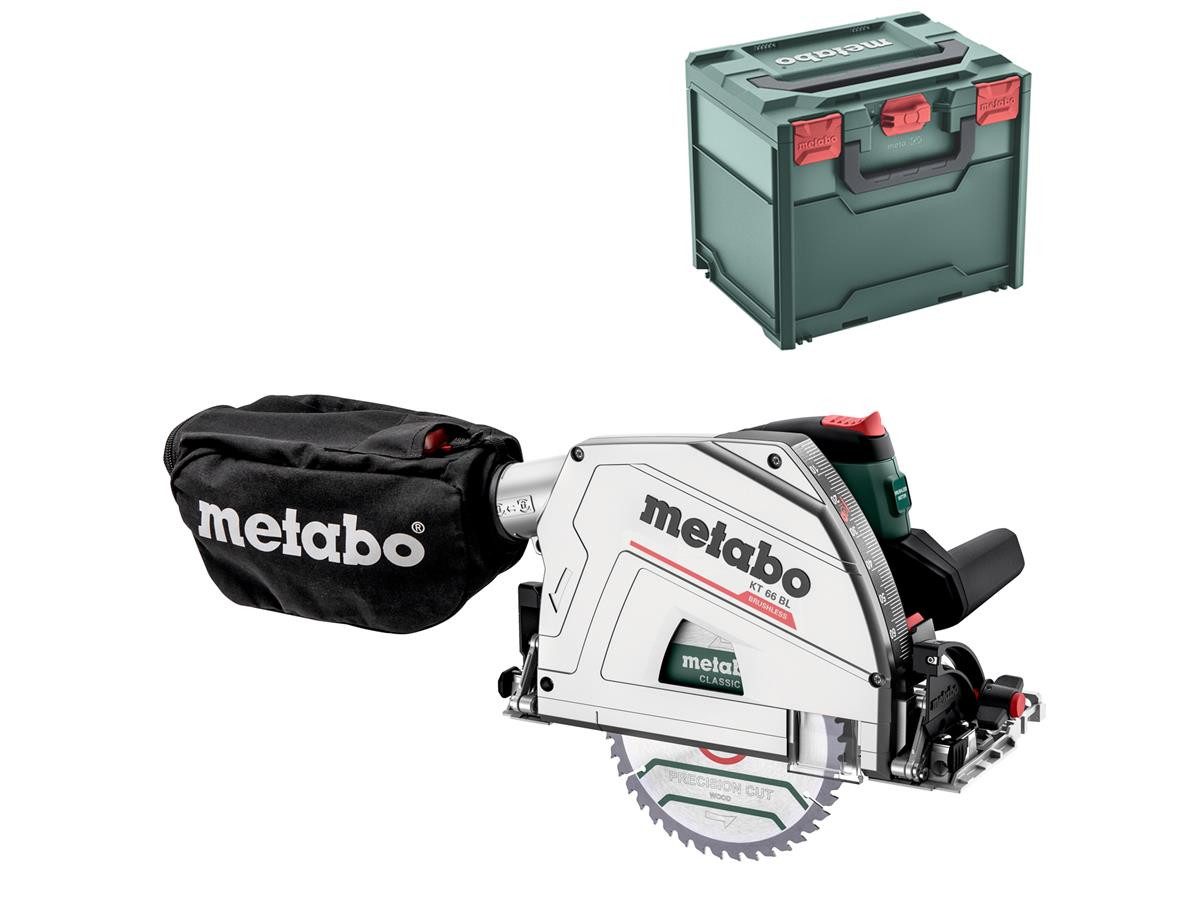 metabo Handkreissäge KT 66 BL, Set, 5-St., inkl. metaBOX 340, variable Drehzahl, mit Sägespäne-Auswurfstutzen