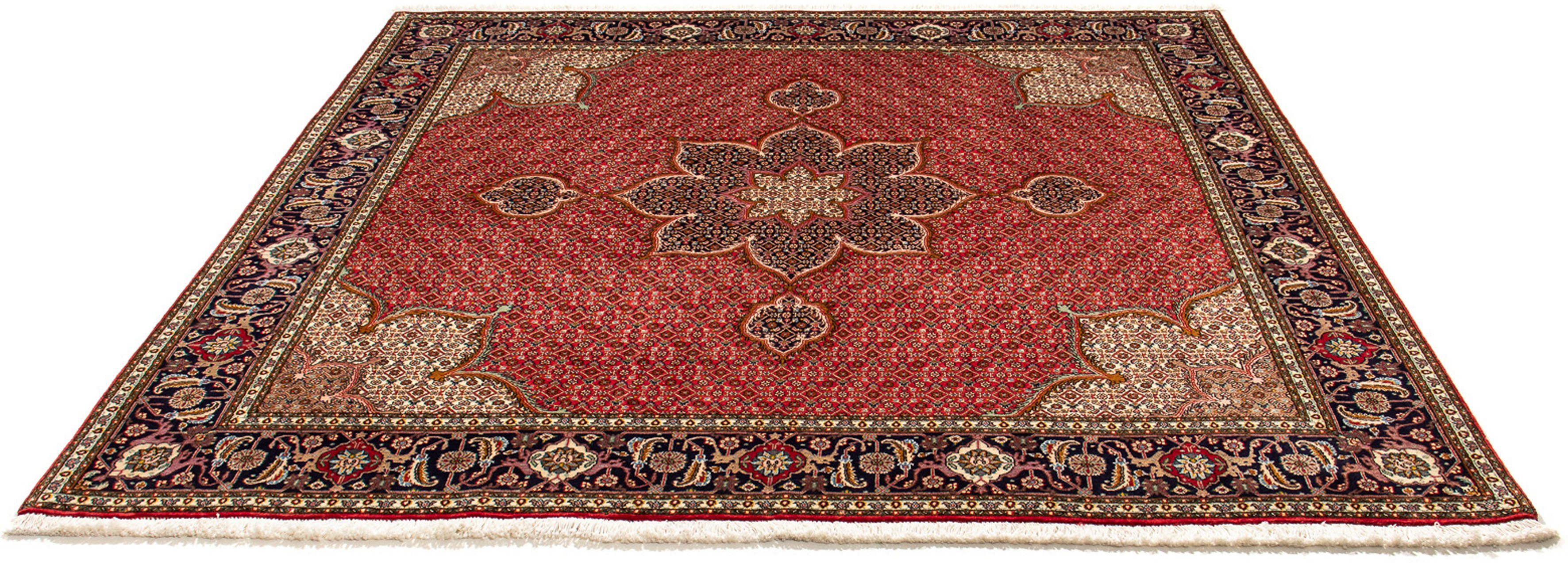 Orientteppich Perser - Täbriz quadratisch - 203 x 200 cm - rot, morgenland, quadratisch, Höhe: 10 mm, Wohnzimmer, Handgeknüpft, Einzelstück mit Zertifikat