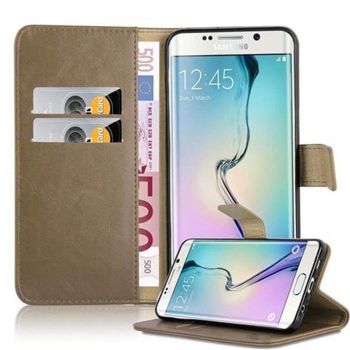 Cadorabo Handyhülle Luxury Book Samsung Galaxy S6 EDGE PLUS Klappbare Handy Schutzhülle - Hülle - mit Standfunktion und Kartenfach