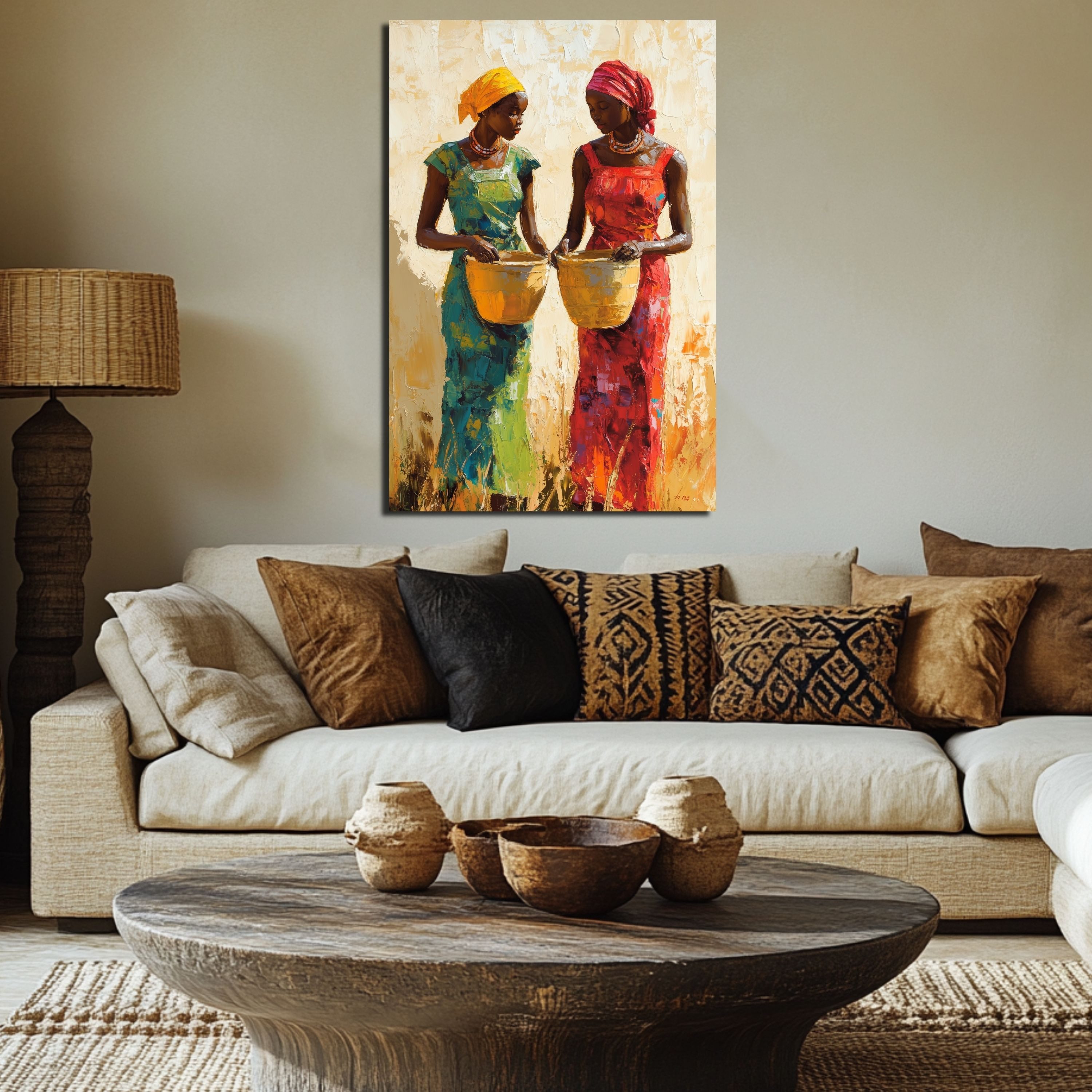 DARO Design Leinwandbild Modern Abstrakt Wandbilder XXL Wandbild Wand Deko Leinwand Bilder, (Frauen mit Wasser - Bild groß Wohnzimmer Schlafzimmer Küche Esszimm – Bild 4 von 5