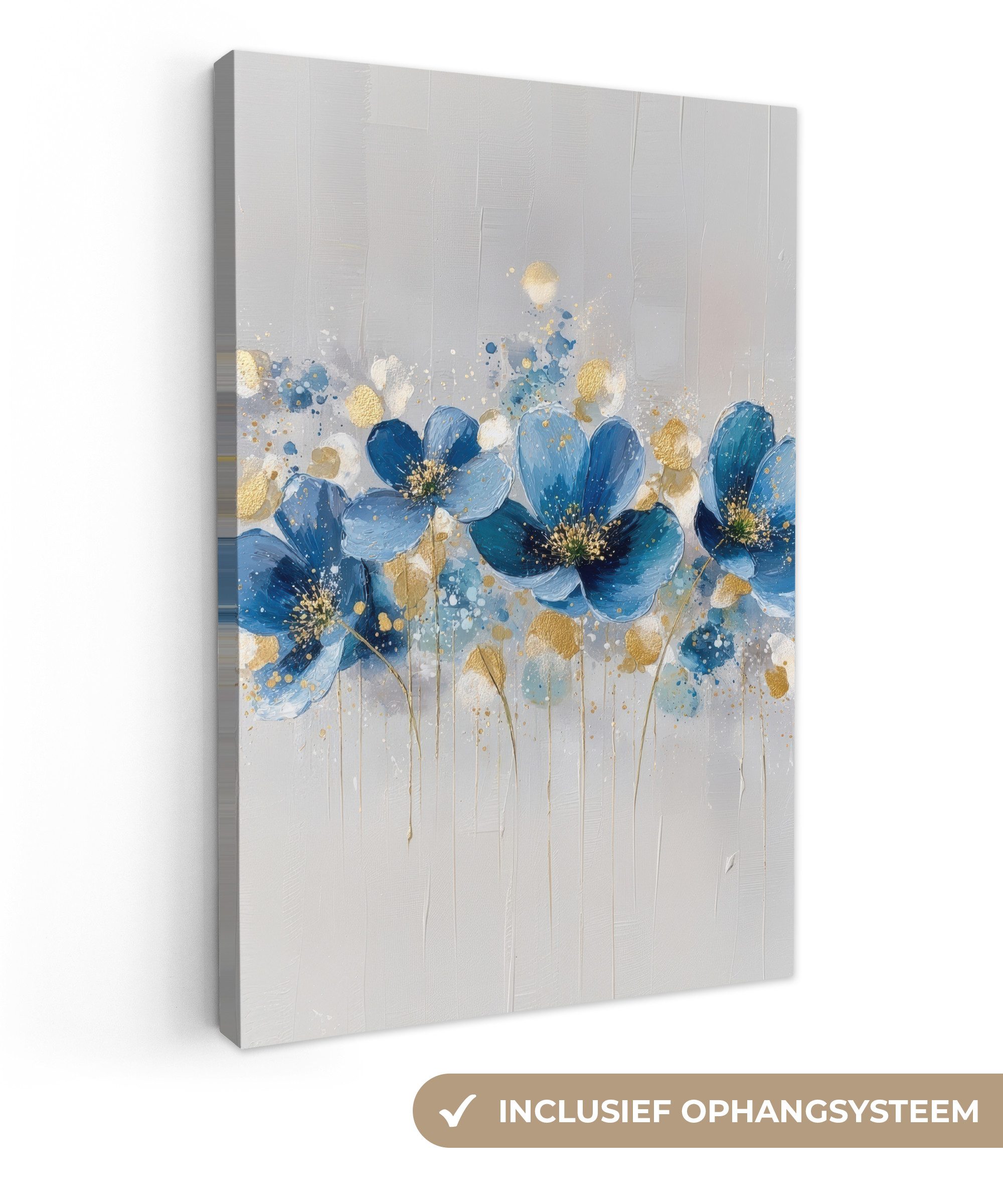 OneMillionCanvasses® Leinwandbild Blumen - Blau - Abstrakt, Fotodruck (1 St), Leinwand Canvas Wandbild, Wanddekoration 20x30 cm