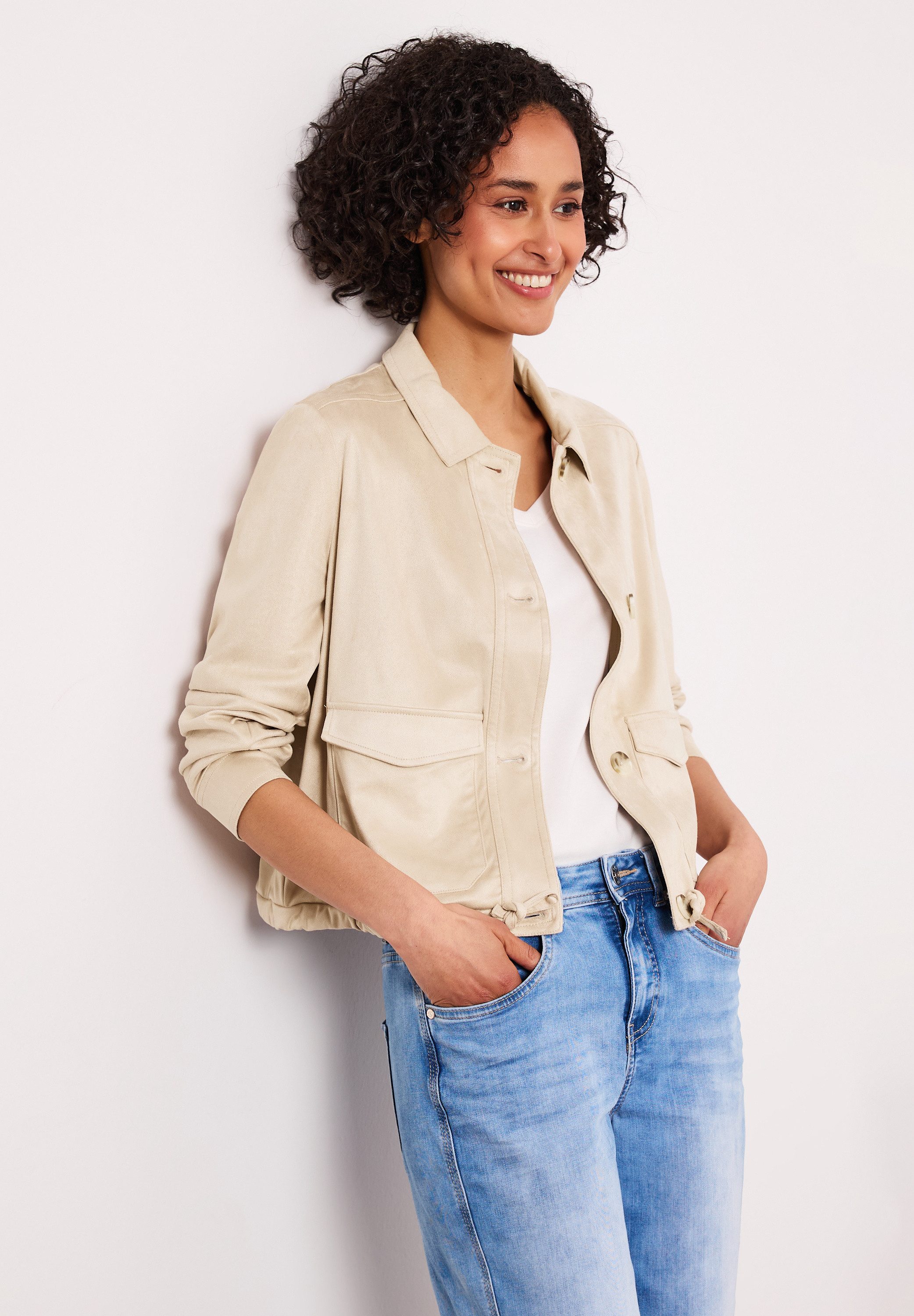STREET ONE Blouson aus Velours mit Knopfleiste