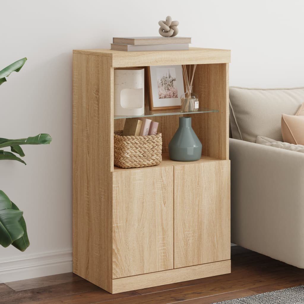 vidaXL Sideboard Sideboard mit LED-Leuchten Sonoma-Eiche 60,5x37x100 cm (1 St)