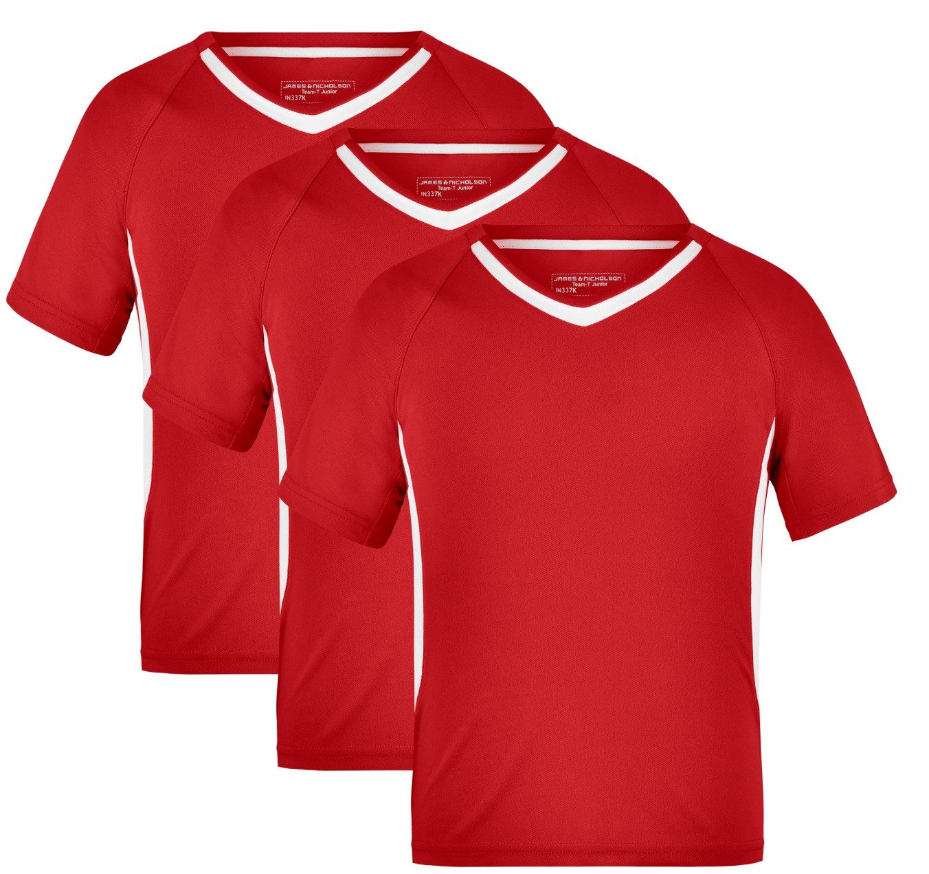 James & Nicholson Funktionsshirt 3er-Pack Funktionelles Teamshirt für Kinder Team-T Junior JN337K (Spar-Set, 3er-Pack) Atmungsaktiv, feuchtigkeitsregulierend und schnell trocknend