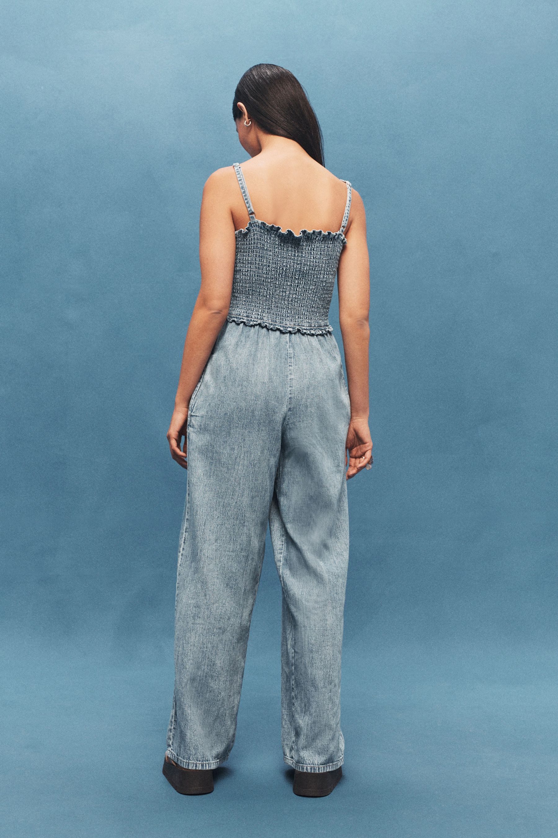 Next Jumpsuit Gesmokter Jumpsuit mit weitem günstig online kaufen