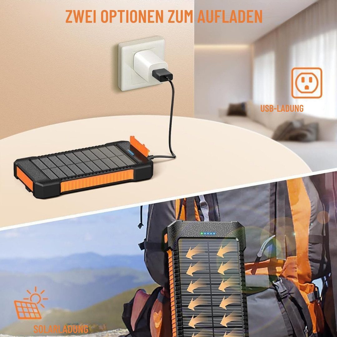 Diyarts M30000 Solar Powerbank 10000 mAh, Solar Powerbank 10.000 mAh mit LED-Lampe & Saugnapfhalterung – Bild 5 von 5