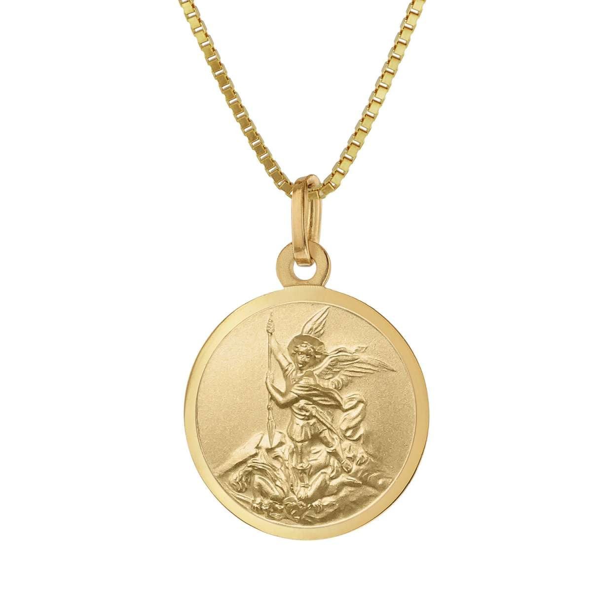 trendor Kette mit Anhänger 31186, mit St. Michael 925 Silber Vergoldet