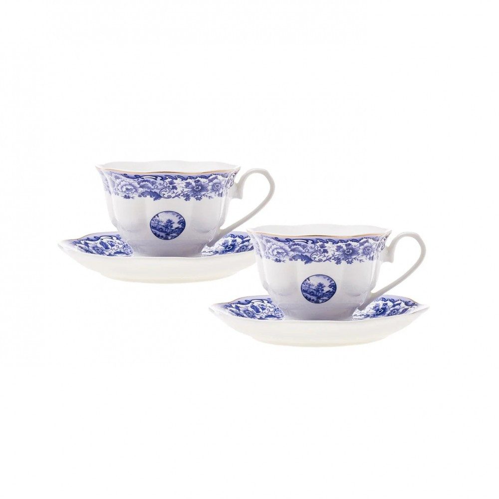 Karaca Kaffeeservice Karaca Blue Odyssey 2er Set Teetassen 220 ml