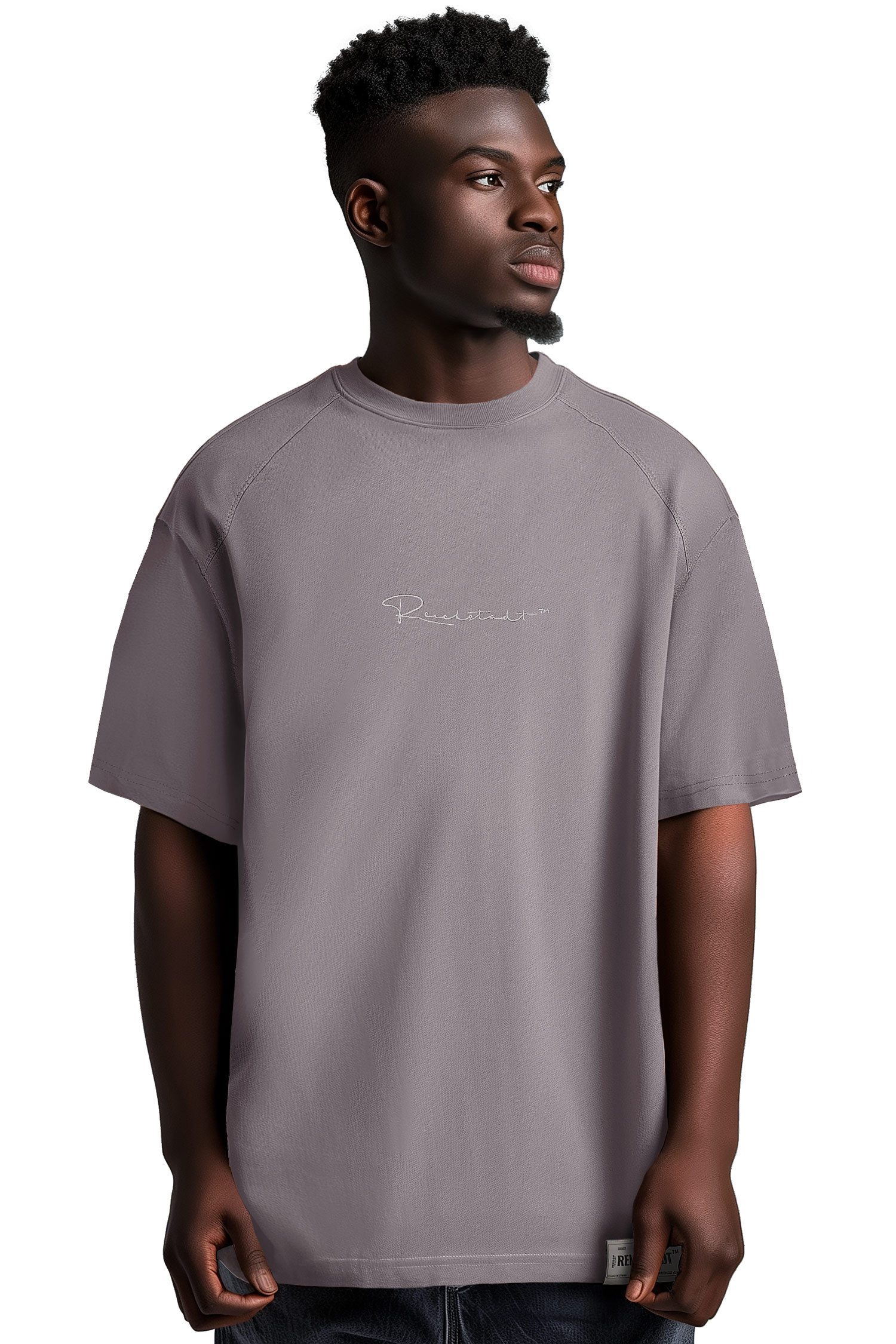 Reichstadt Oversize-Shirt Casual T-shirt 22RS033 Dark Grey M (1-tlg) mit Stitching auf der Brust