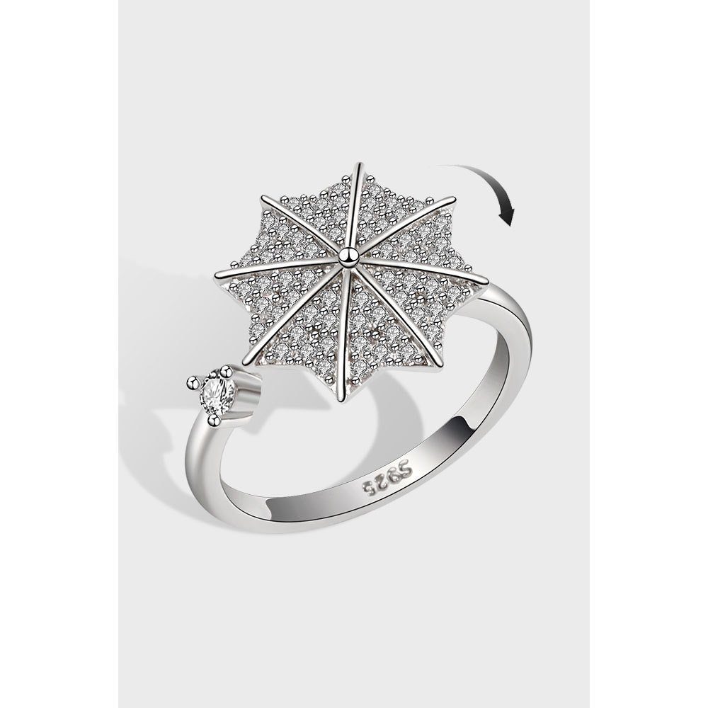 Haiaveng Fingerring S925 Sterling Ringe, verstellbarer Silber Ringe, Zirkonia Ring Anti-Angst-Ring für Damen, Umbrella Kleiner