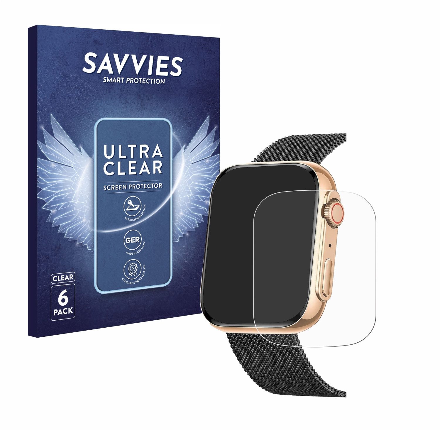 Savvies Displayschutzfolie Schutzfolie für Powerwill Smartwatch 1.91", 6 Stück, Displayschutz Schutz Folie Klar Transparent