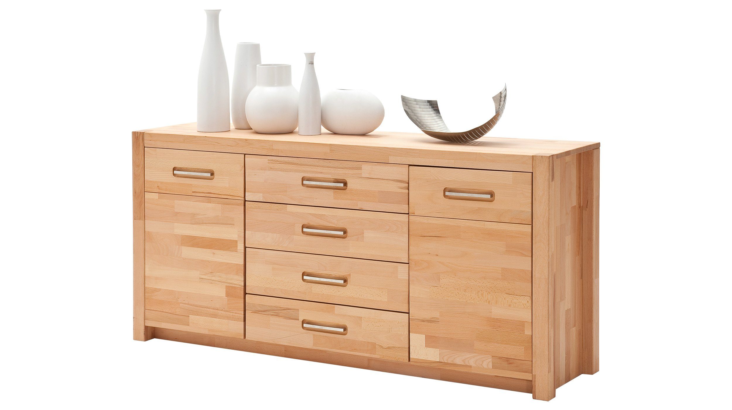 Massivart® Sideboard FENJA 163 cm / Massivholz Kernbuche geölt, 2 Türen / 4 günstig online kaufen
