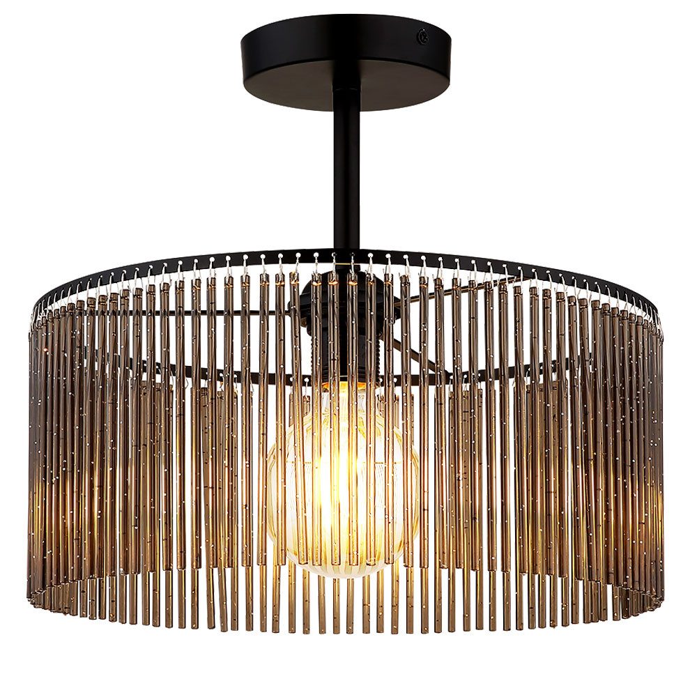NOWA LED Deckenleuchte, Leuchtmittel inklusive, Warmweiß, Deckenlampe Deckenleuchte Wohnzimmerlampe Stäbe rauchfarben LED D 35cm