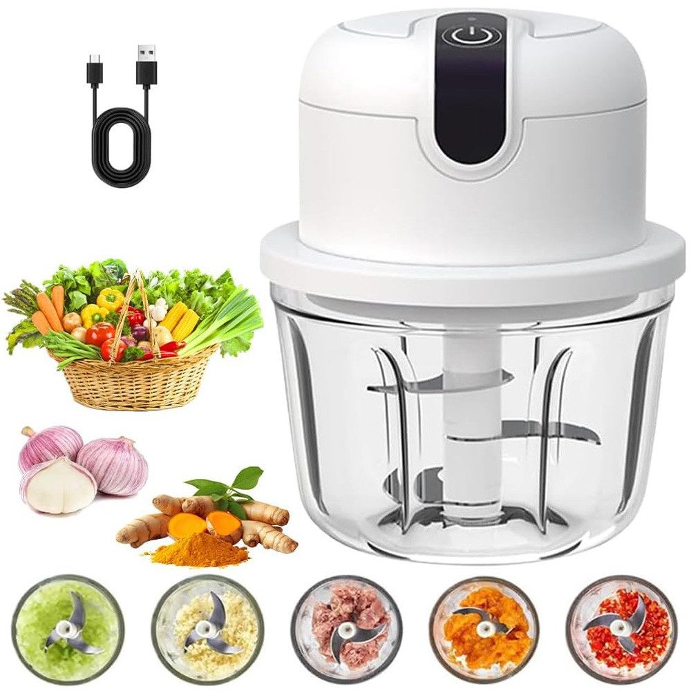 TUWENA Zerkleinerer Elektrischer Küchenzerkleinerer, Zwiebelzerkleinerer elektrisch 350 ml, Kabelloser Zerkleinerer für Zwiebeln, Obst, Nüsse, Fleisch, Knoblauch