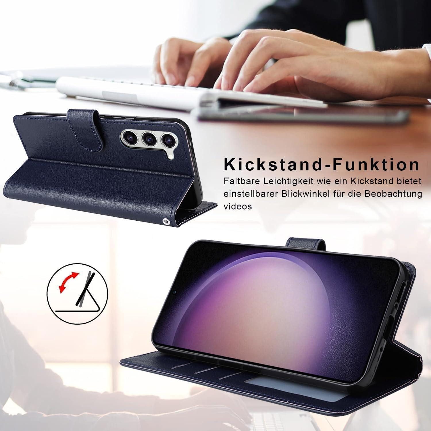 LuxusKollektion Flip Case Handyhülle Klappbar Kartenfach Samsung Galaxy S23 5G Blau in – Bild 3 von 5