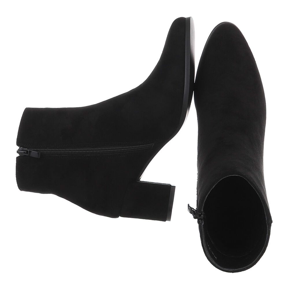 Ital-Design Damen Ankle Boot mit Blockabsatz und Schlupfdesign Stiefelette (92002569) Blockabsatz Stiefeletten in Schwarz