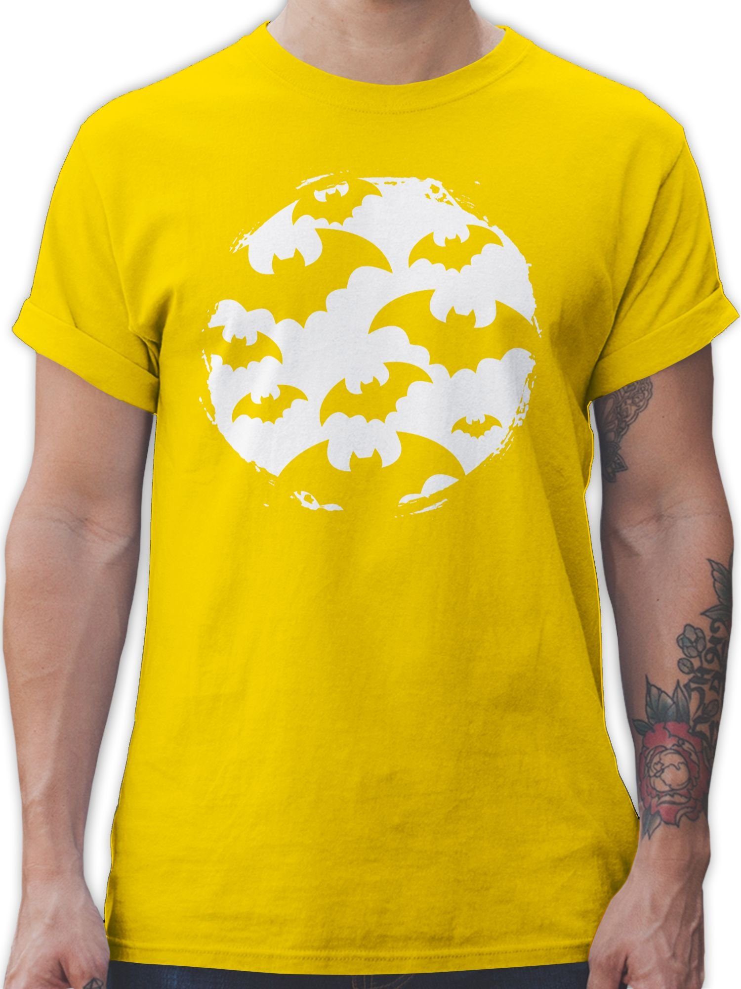 Herren Fledermaus Halloween Gelb 2 Kostüme Fledermäusen Shirtracer T-Shirt
