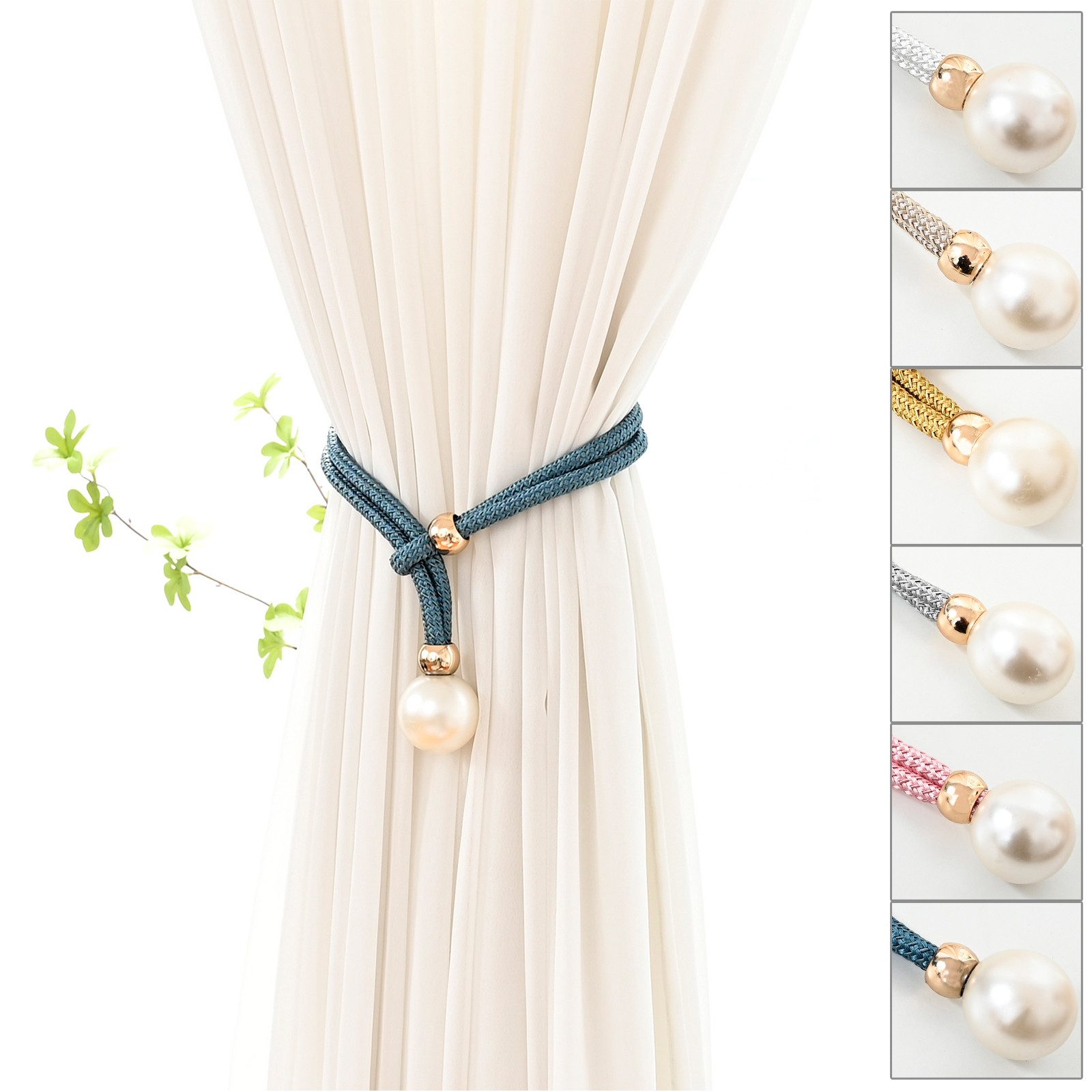 Raffhalter 4 cm Durchmesser, Perle, für Wohnzimmer Schlafzimmer Dekoration