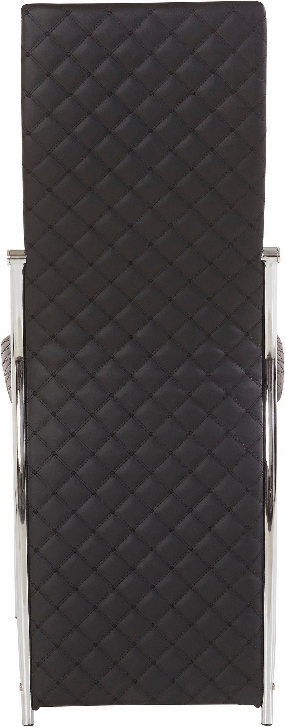 Kunstlederbezug William loft24 Diamantsteppung und schwarz Rückenlehne (2er-Set), Esszimmerstuhl mit hoher