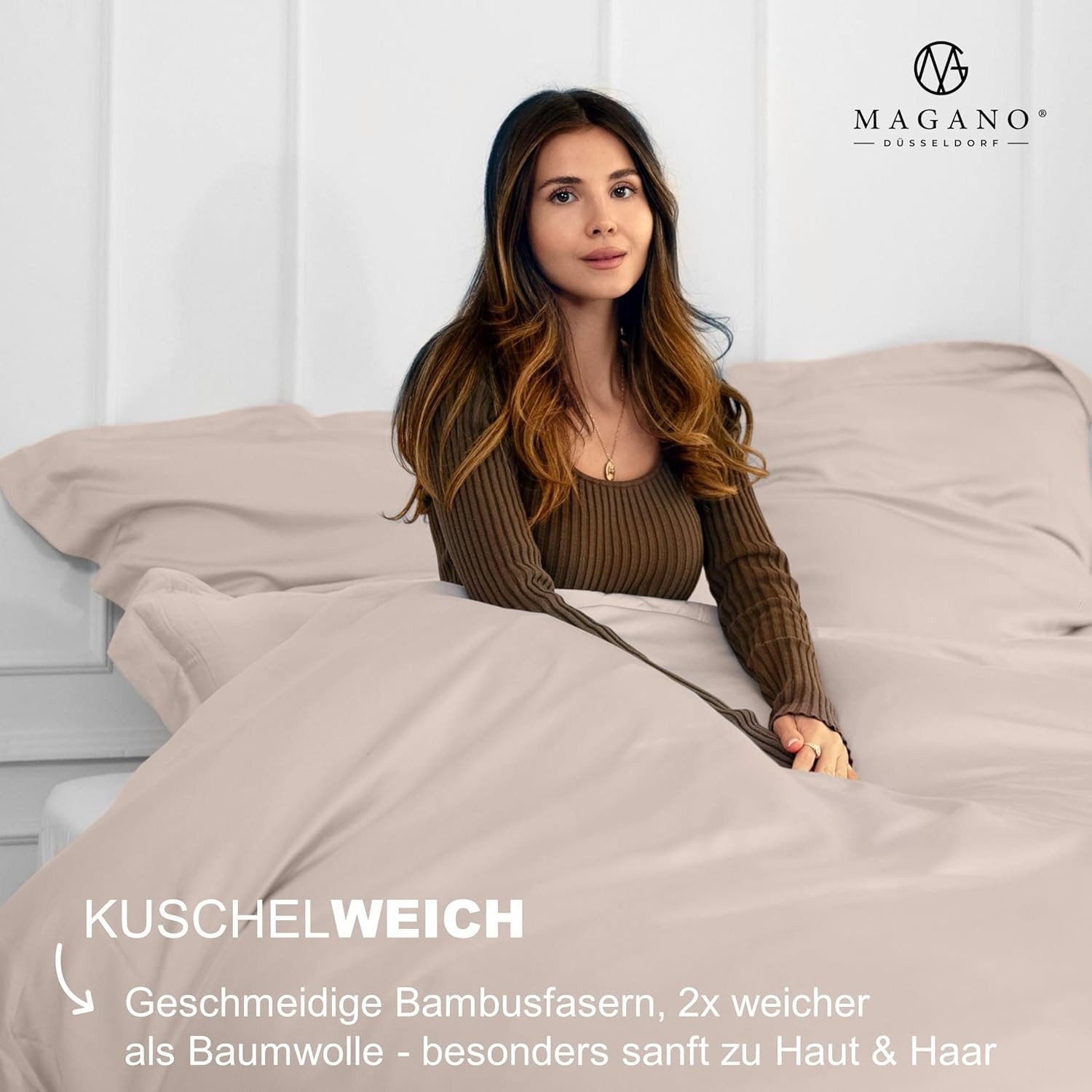 MAGANO Bettwäsche, Luxus Bambus & Baumwolle Satin, 400 TC Luxusqualität, Hypoallergen, Thermoregulierend