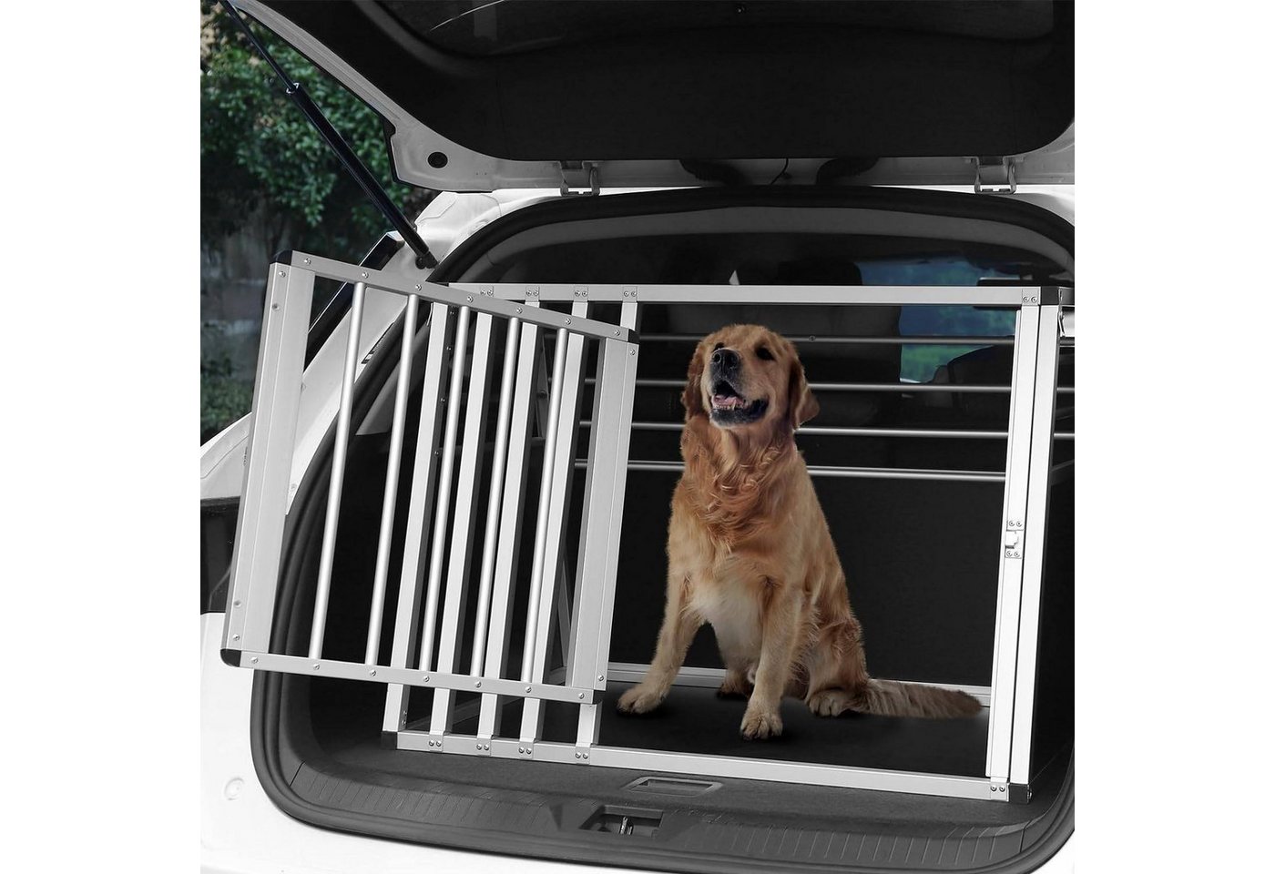 Thumbnail - EUGAD Hunde-Transportbox, Alubox Reisebox für mittlere Hunde, B92x H66 x T65 cm