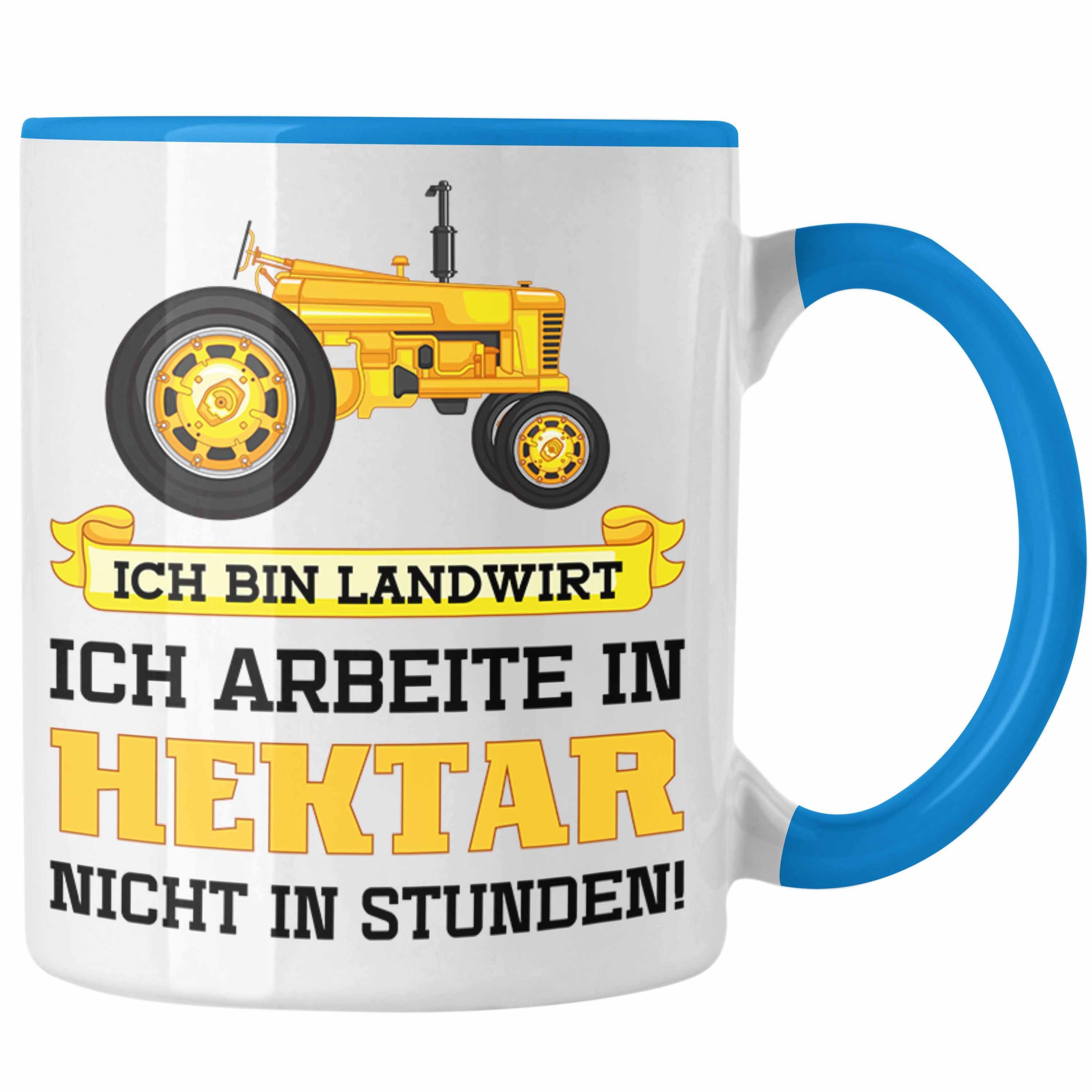 Trendation Tasse Trendation - Landwirt Geschenk Tasse Landwirtschaft Geschenke für Männer Traktor Spruch Kaffeetasse Blau