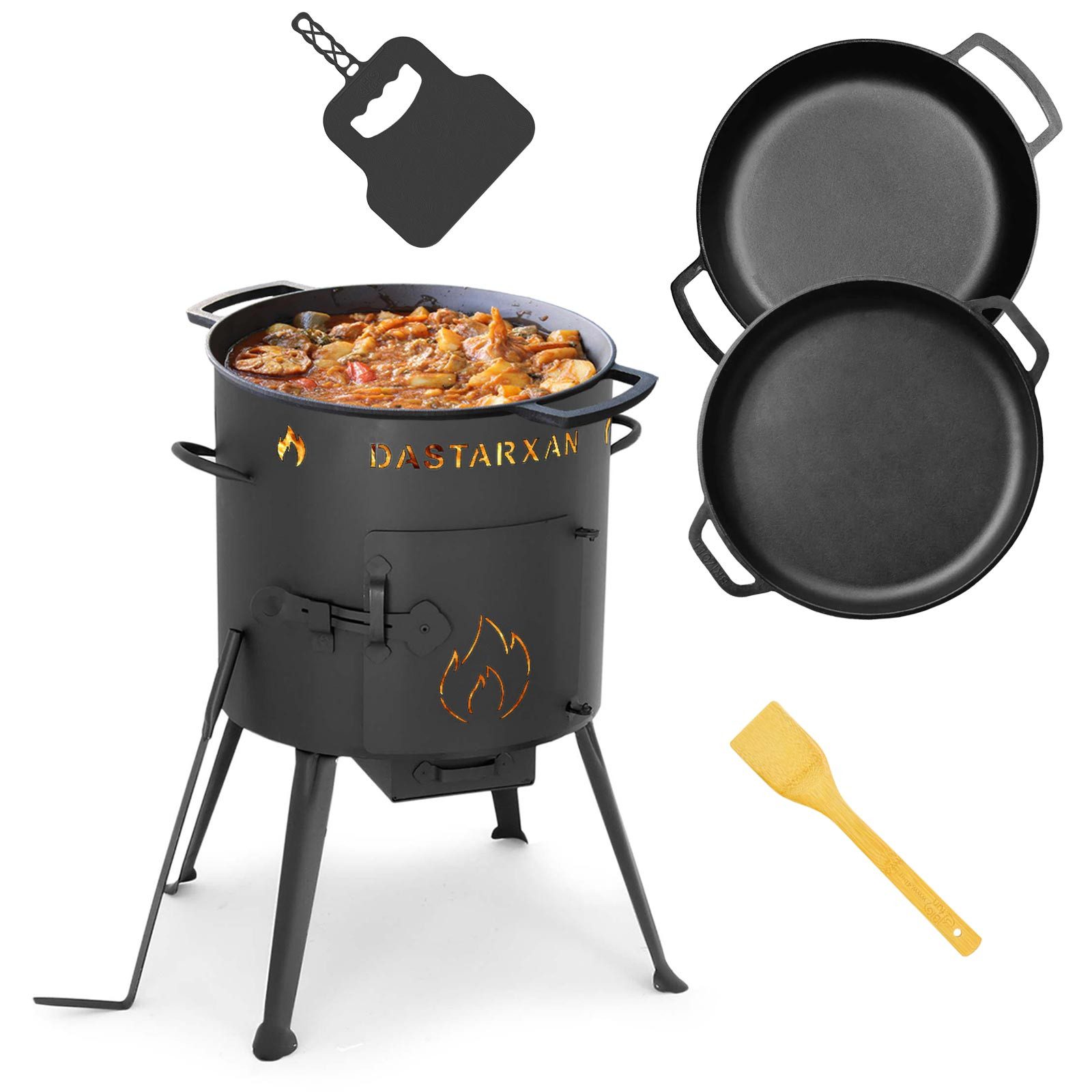 BIG-PAN Feuerstelle Ø36cm Uchag Stahl Bräter Deckel-Bratpfanne Zubehör