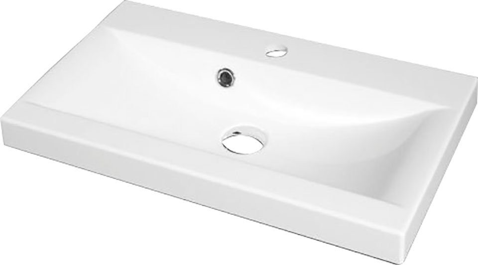 welltime Badmöbel-Set ELDA, (Komplett-Set, 5-St), Waschtisch inkl. Waschbecken, Hochschrank, Badschrank und Spiegel