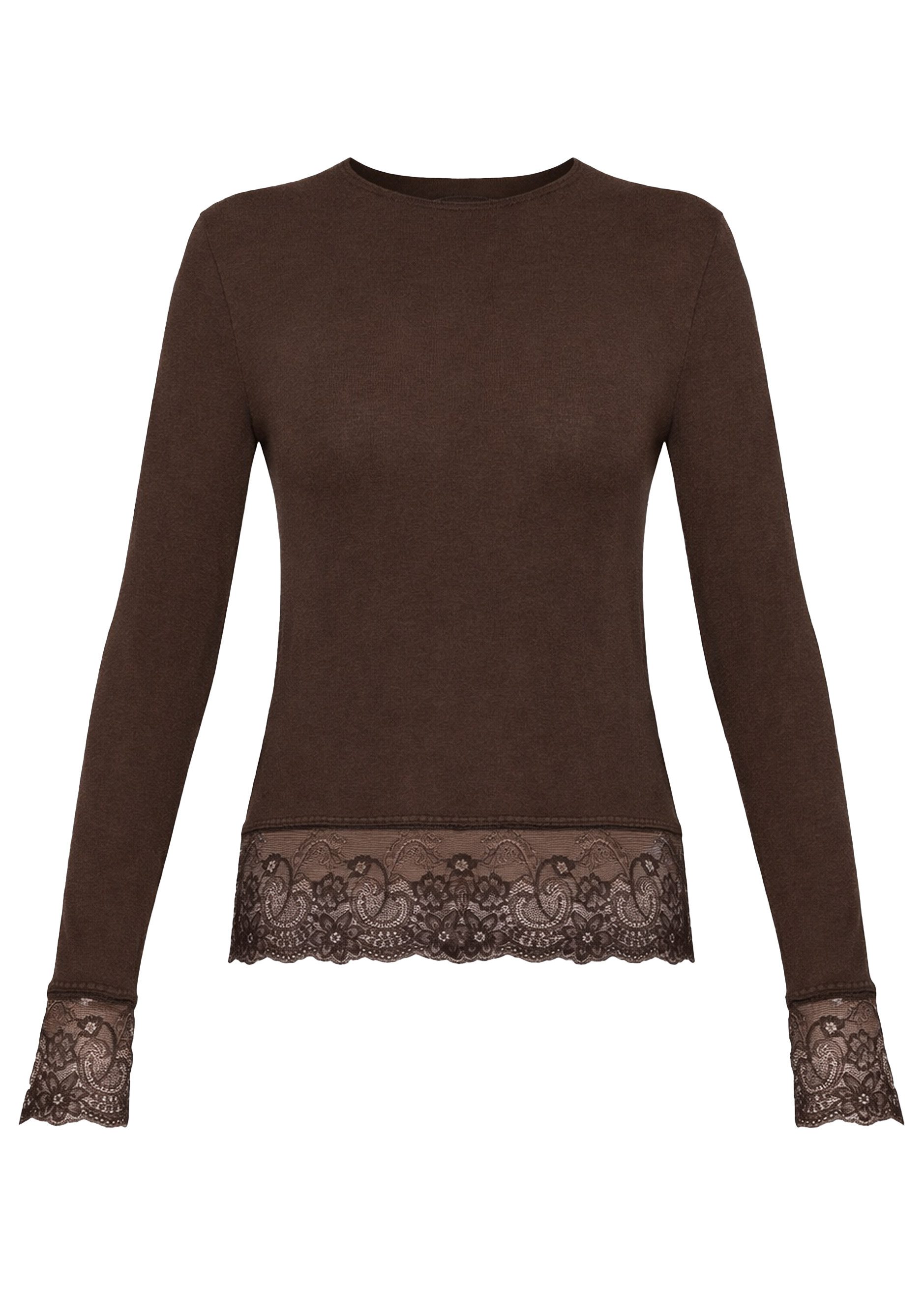 SASSYCLASSY Langarmshirt Langarmshirt mit Spitzenborte für Damen Weiches To günstig online kaufen
