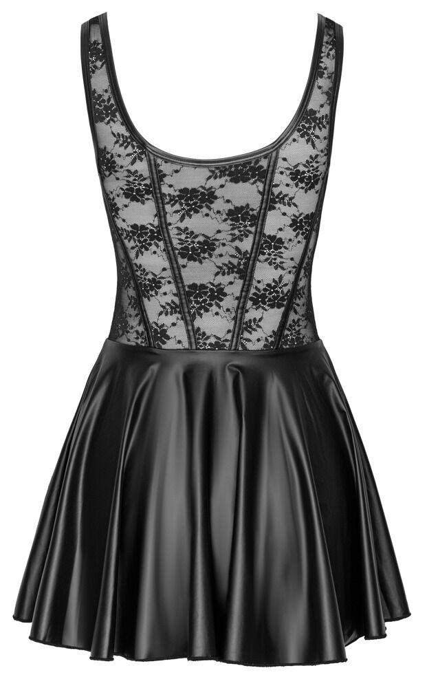 Cottelli PARTY Minikleid Minikleid aus Spitze und Mattlook - schwarz (1-tlg) Ausgestellter Mattlook-Rock – Bild 4 von 5