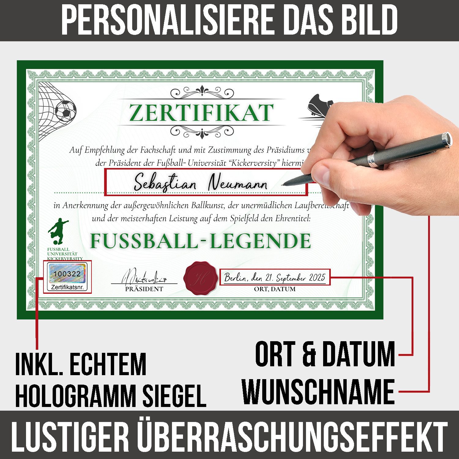 Tigerlino Poster Fußball Urkunde Lustig Geschenk günstig online kaufen